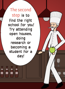 The second step is to find the right school for you! Try attending open houses, doing research or becoming a student for a day!